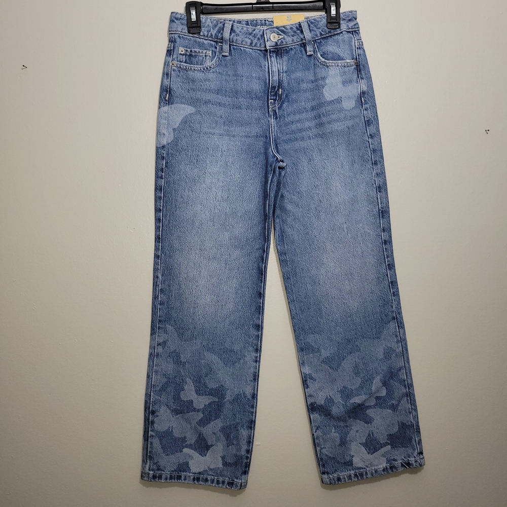 ☀️ Butterfly Patterned Denim Pants Size 12.5 Girls